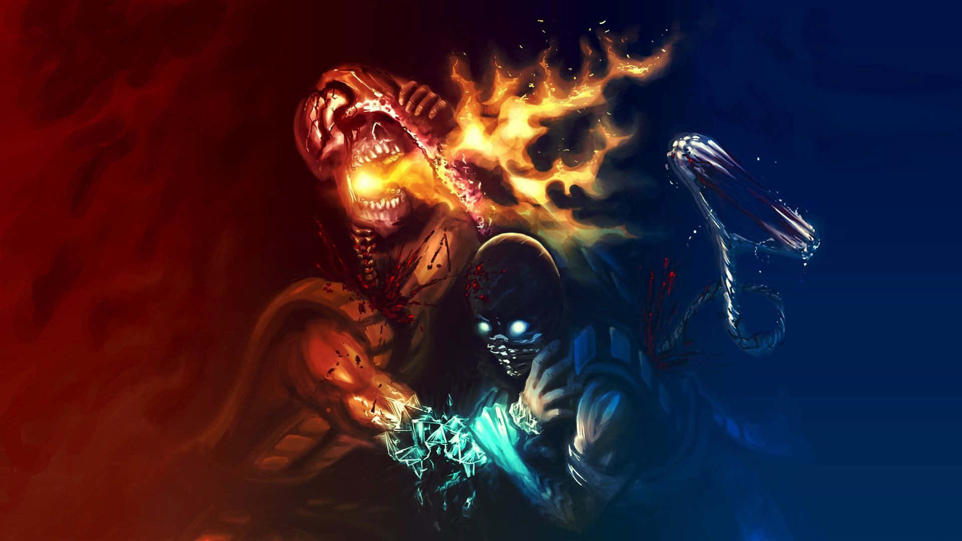 Fierce Sub-zero Unleashes His Power in Mortal Kombat Wallpaper