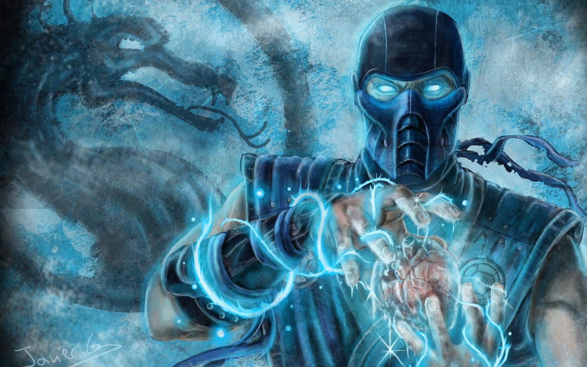 Sub-zero Unleashing his Ice Power in Mortal Kombat Wallpaper
