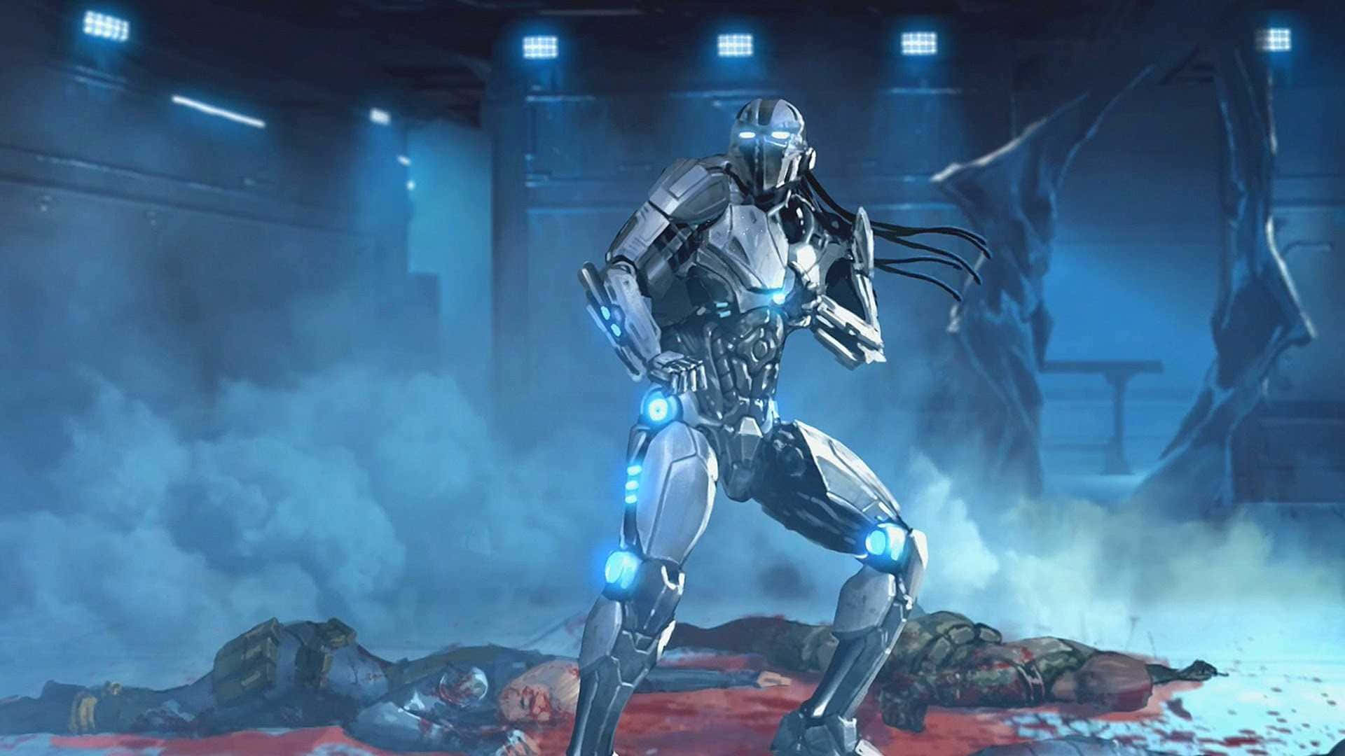 Mortalkombat Triborg En Acción Contra Sub-zero Fondo de pantalla