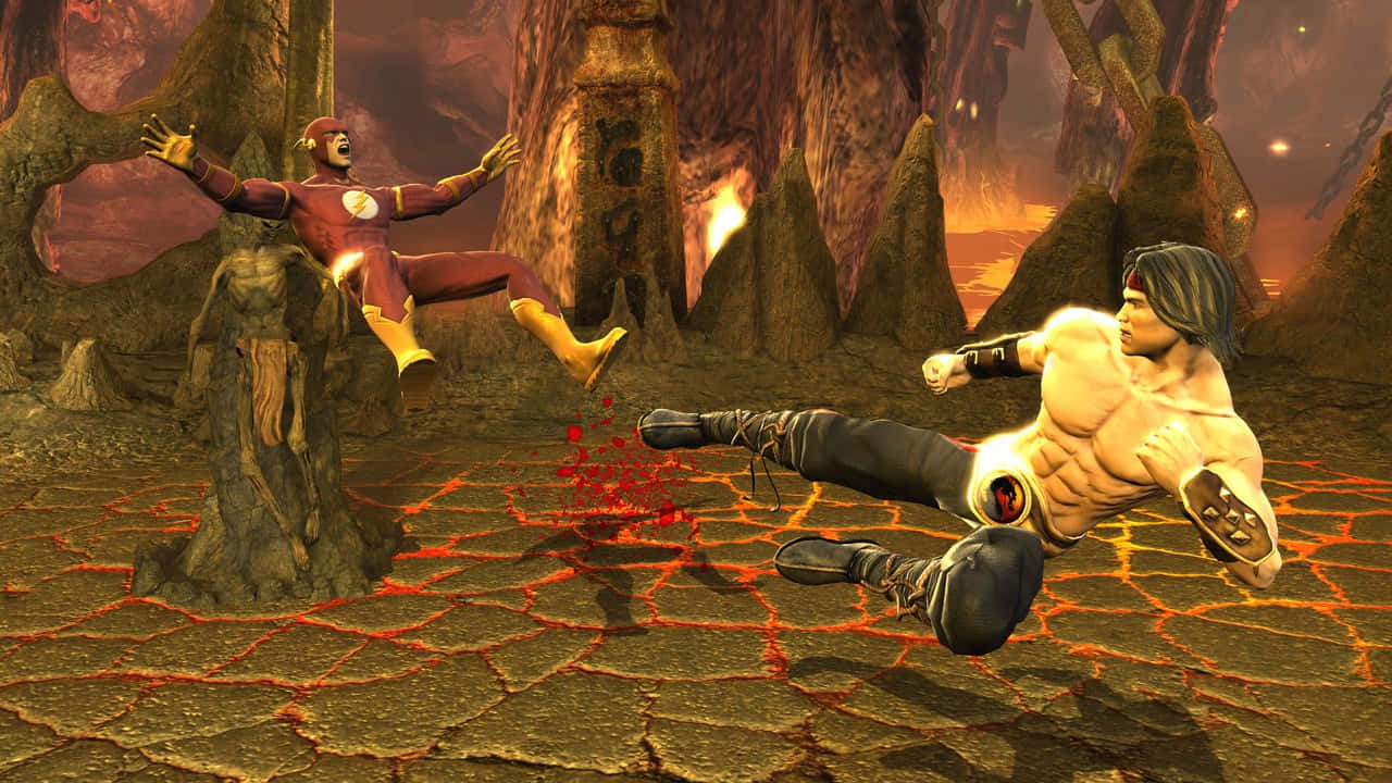 Mortal Kombat and DC Universe Characters Battle Wallpaper