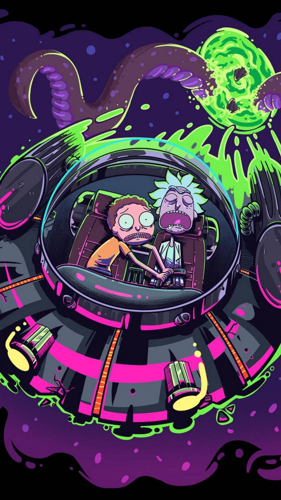 Morty Stops The Spaceship Iphone Background