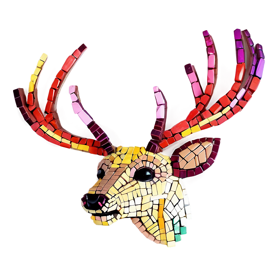 Mosaic Deer Head Pattern Png 06212024 PNG