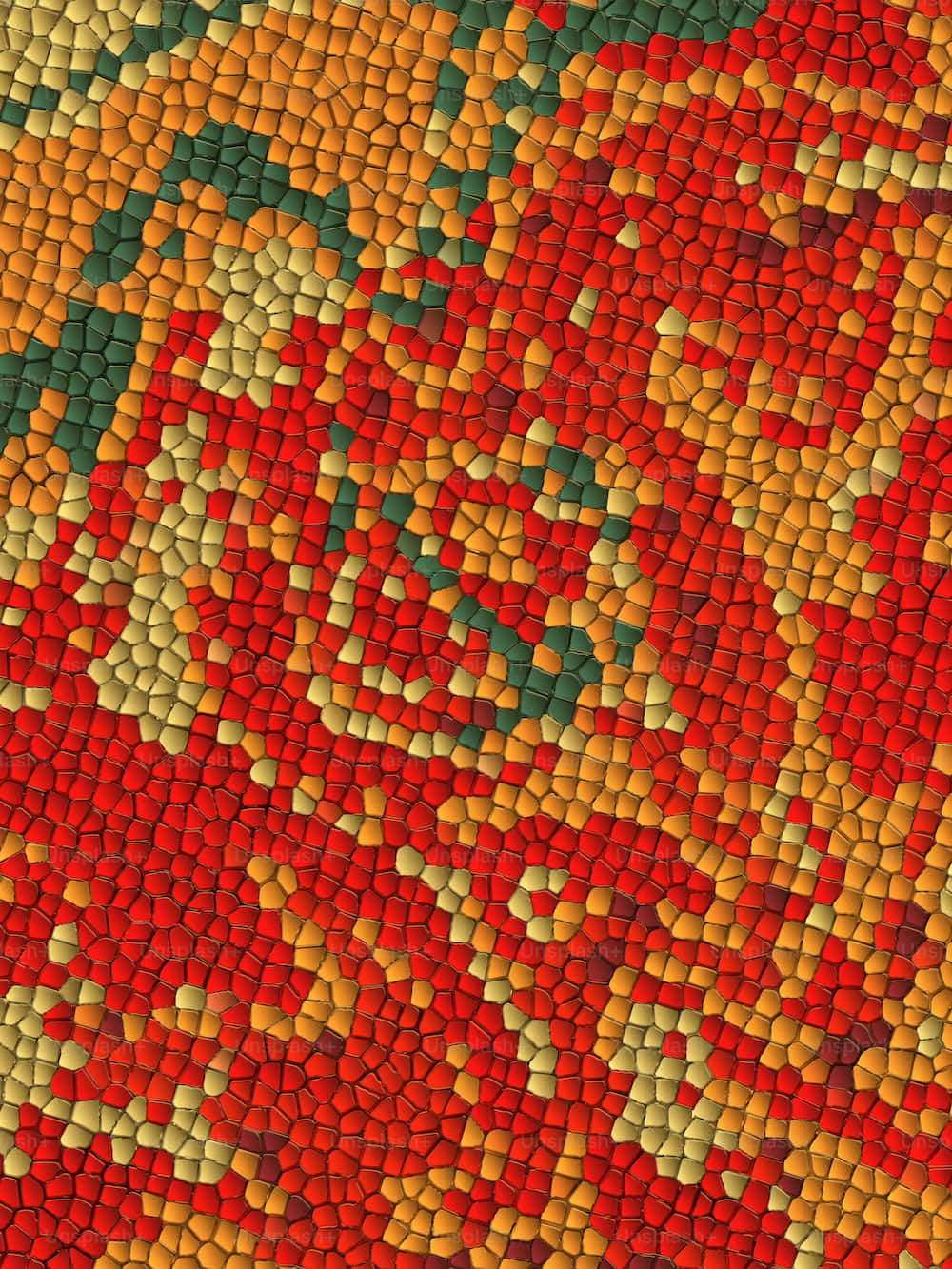 A Red, Green, And Yellow Mosaic Pattern