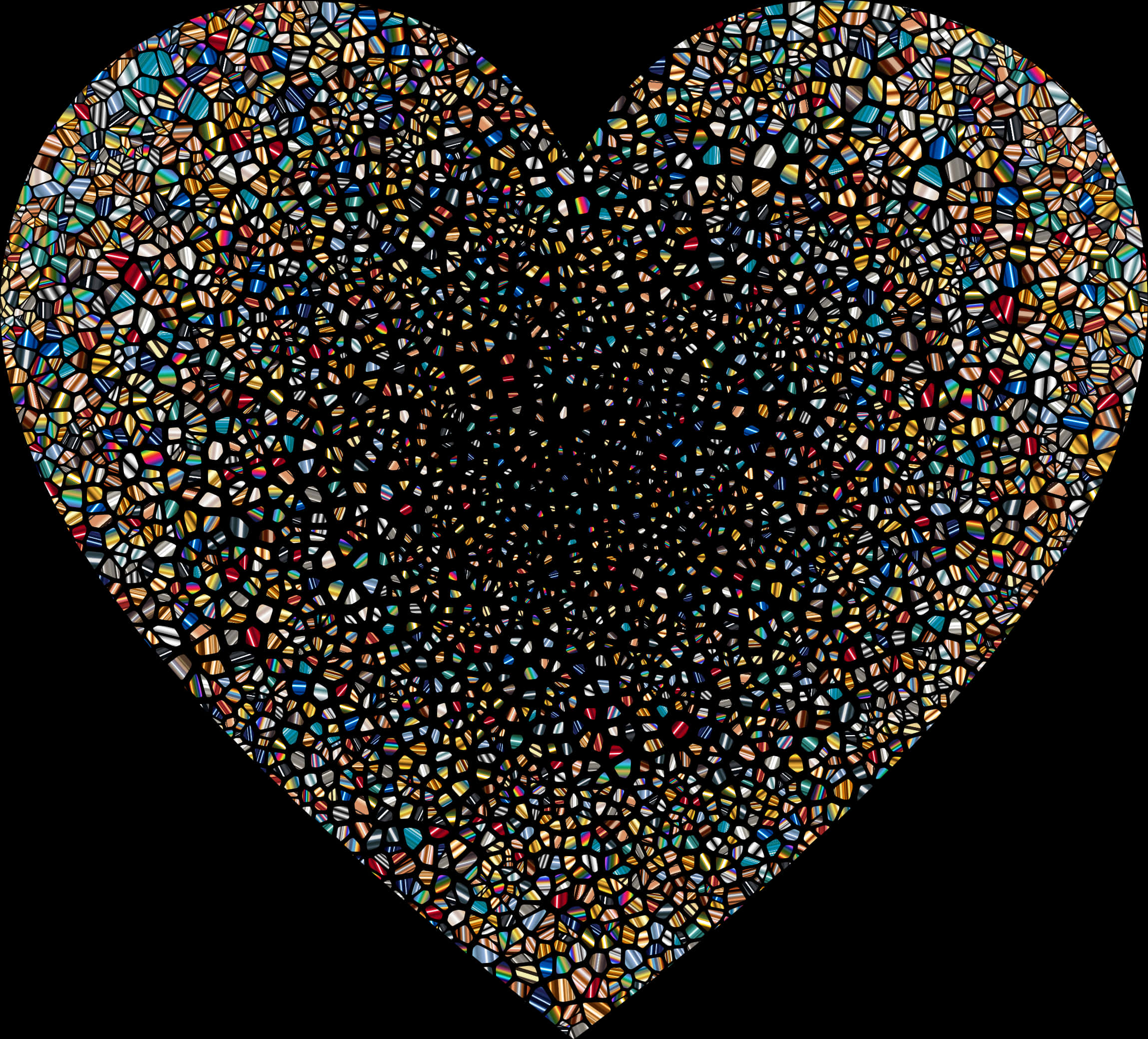Mosaic Stained Glass Heart Transparent Background PNG