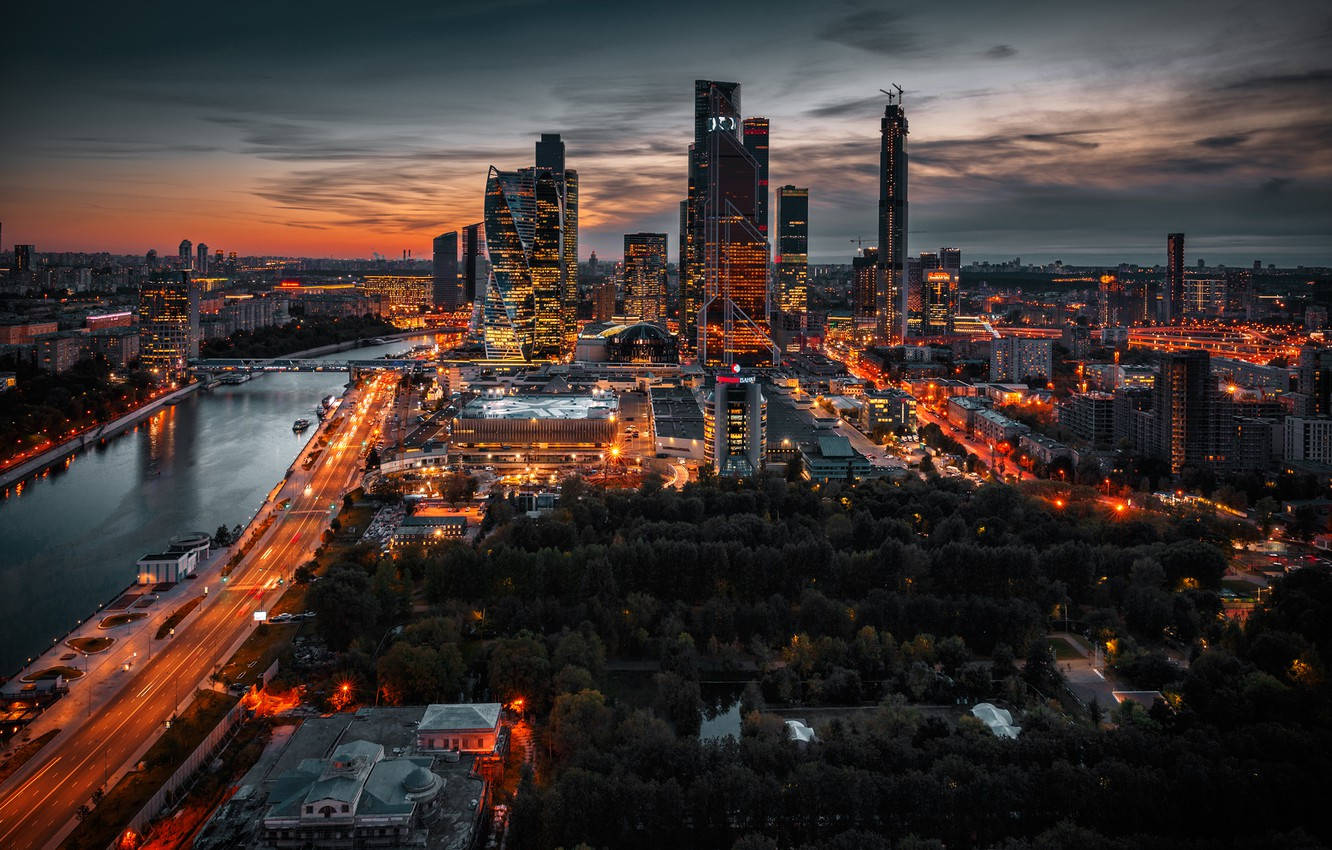 Moskva Rusland Aerial Cityscape Wallpaper