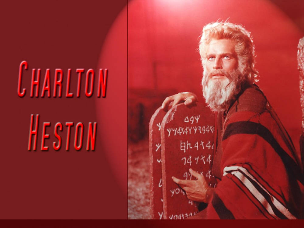 Character portrait of Charlton Heston as Moses in classic film Wallpaper
