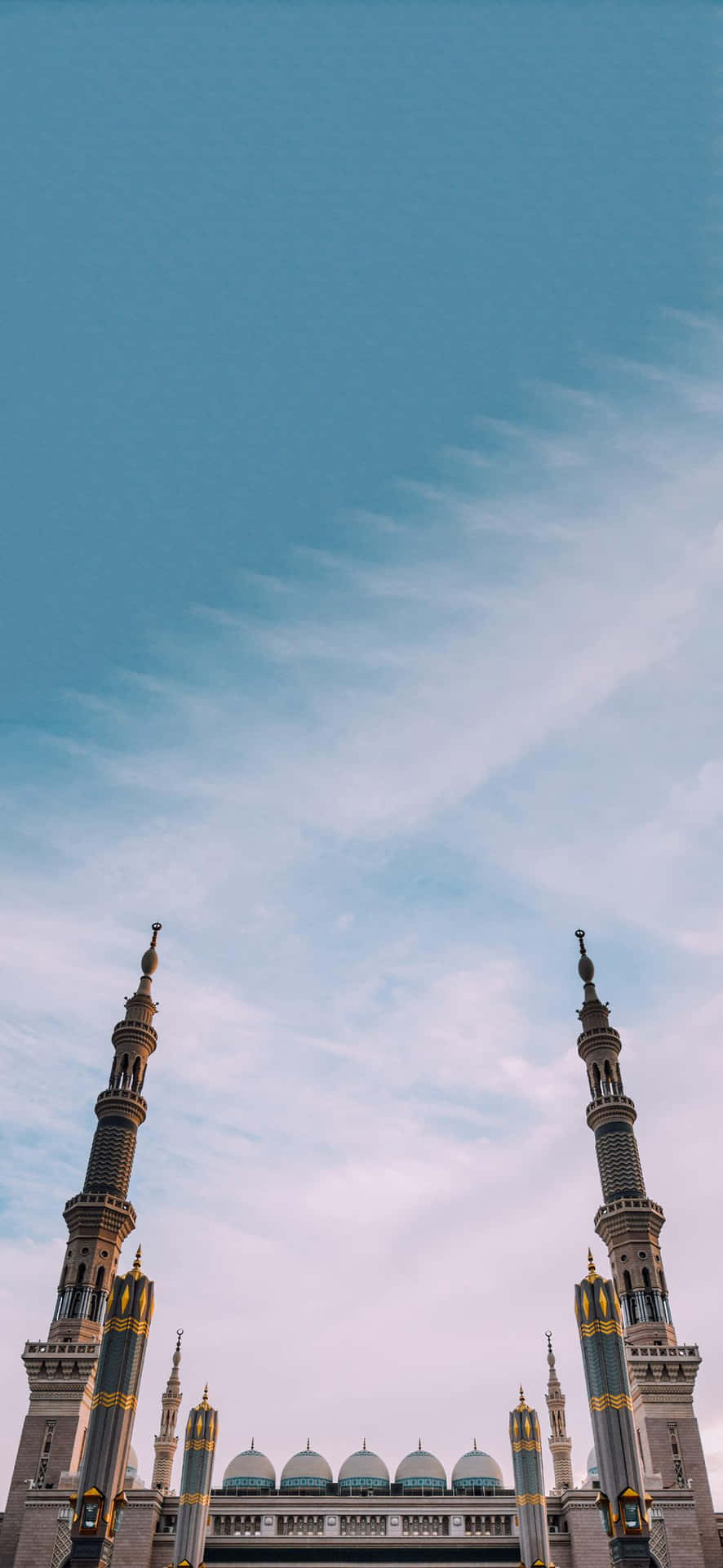 Mosque_ Minarets_ Against_ Blue_ Sky Wallpaper