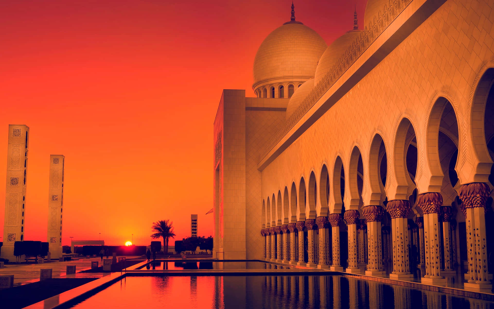 Mosque Amazing Orange Sunset Picture