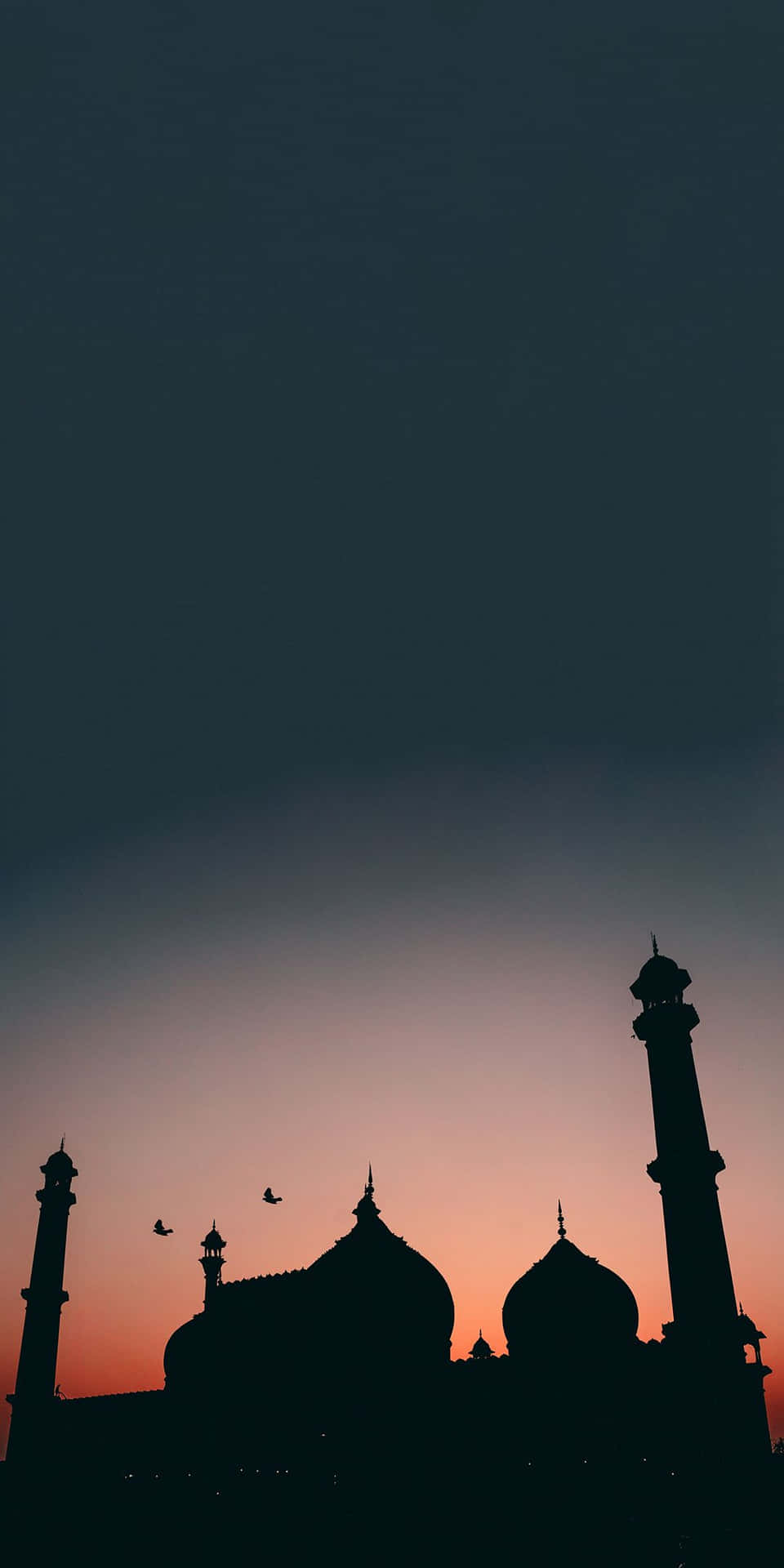 Mosque Silhouetteat Sunset Wallpaper