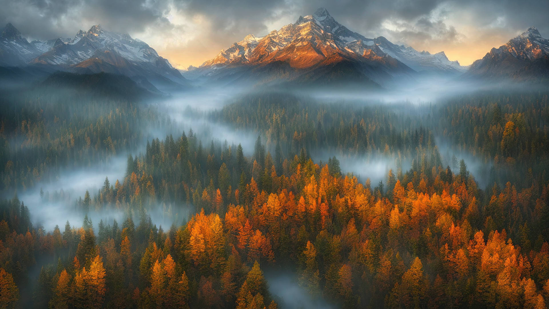Most Beautiful Desktop Foggy Autumn Forest Wallpaper