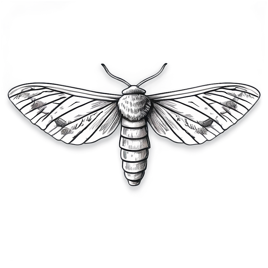 Moth Illustration Black And White Png 05242024 PNG