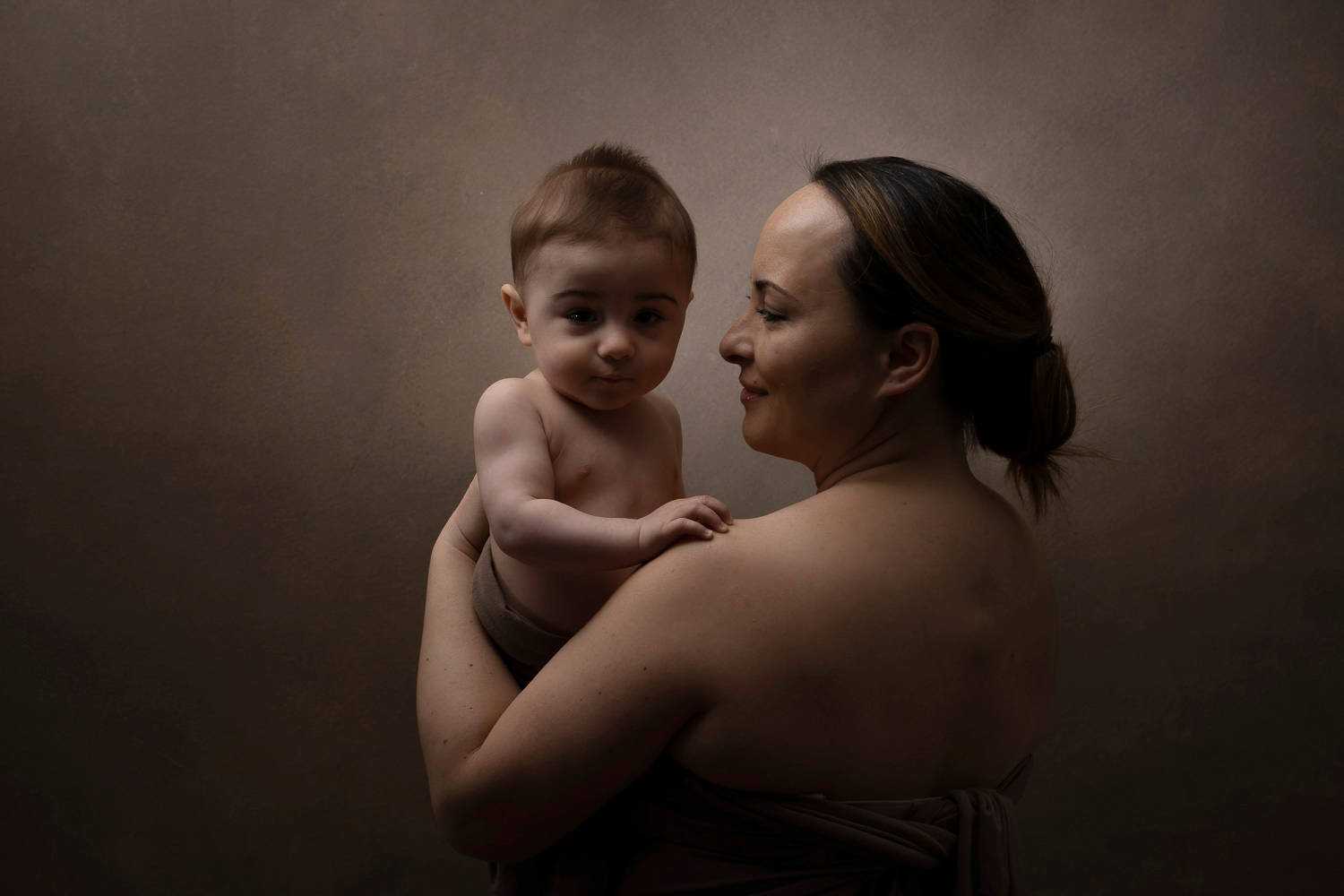Mother And Baby Boy Minimalist Portrait Wallpaper