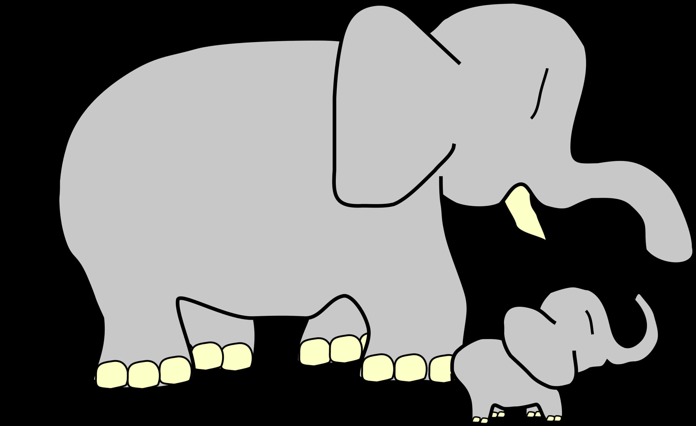 Mother_and_ Baby_ Elephant_ Vector PNG