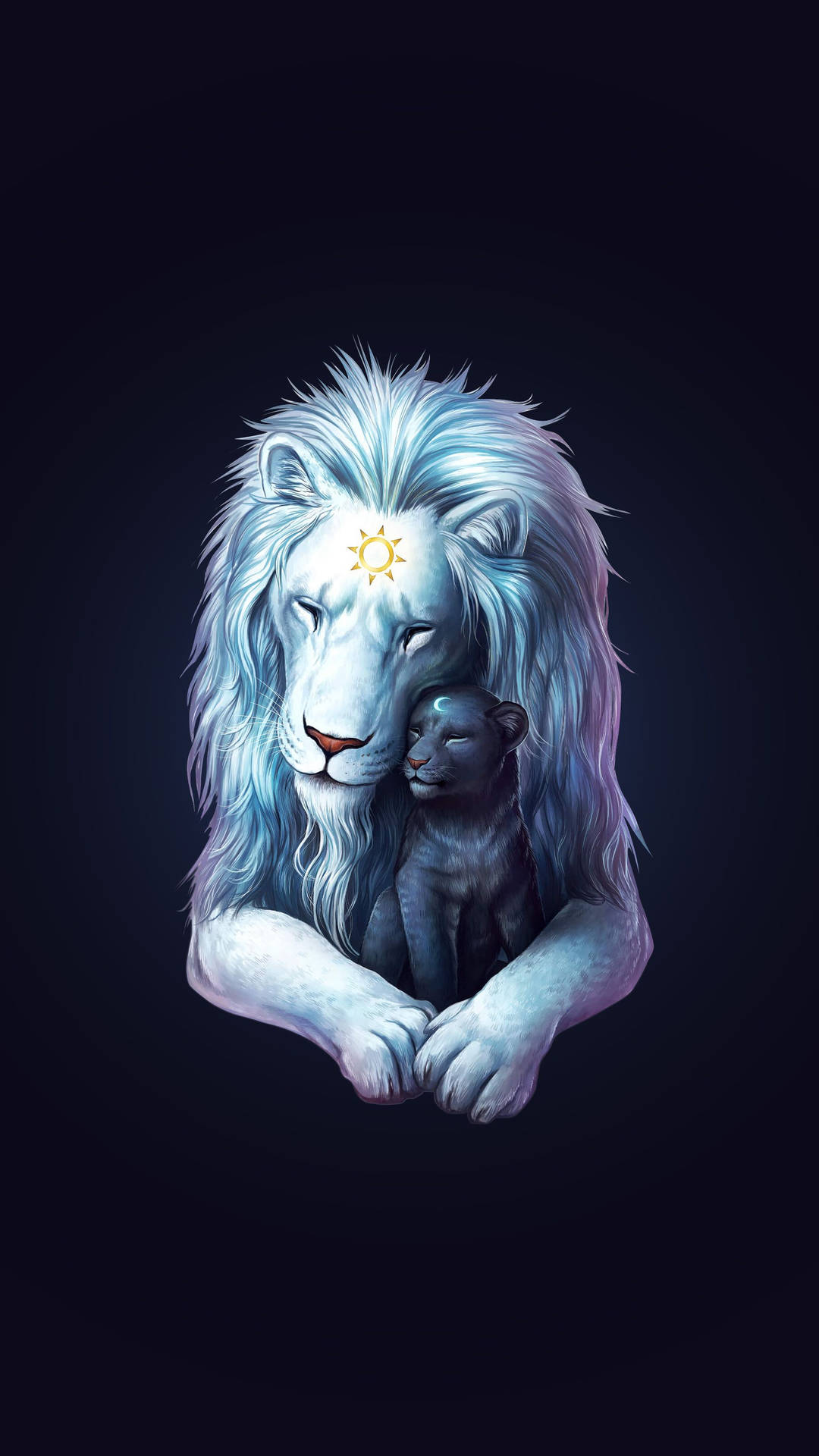 Mother And Baby Lion Cool 3d Background