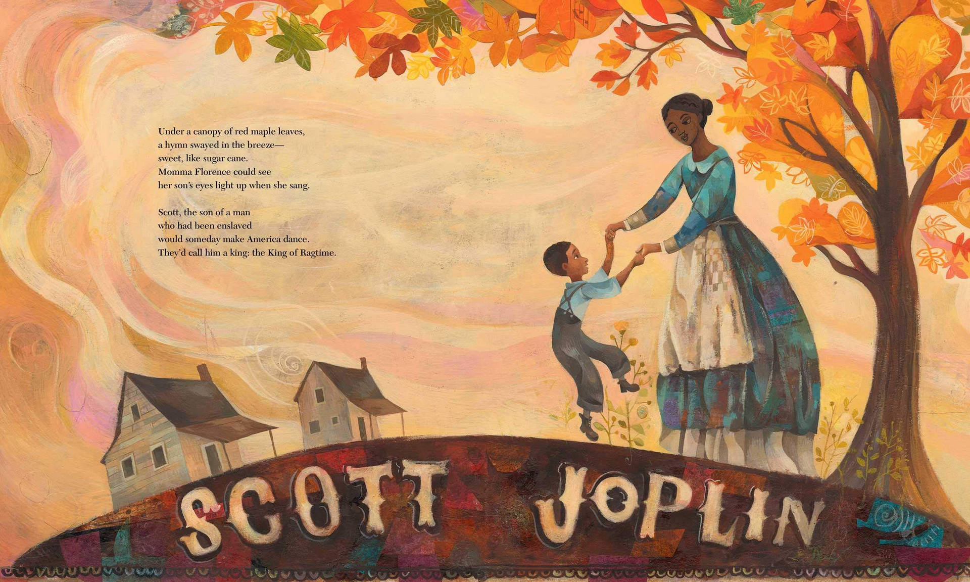 Mother And Son Painting With Scott Joplin Text Wallpaper