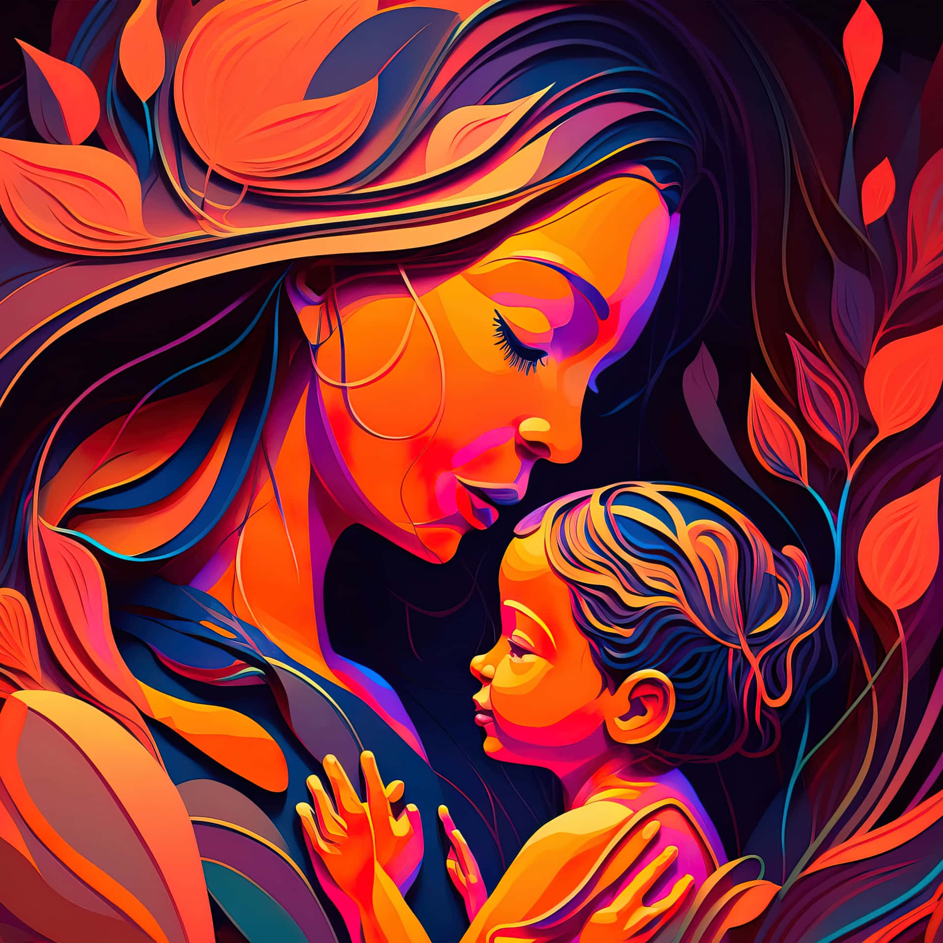 Mother Child Artistic Embrace.jpg Wallpaper