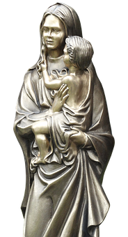Mother Child Embrace Statue PNG