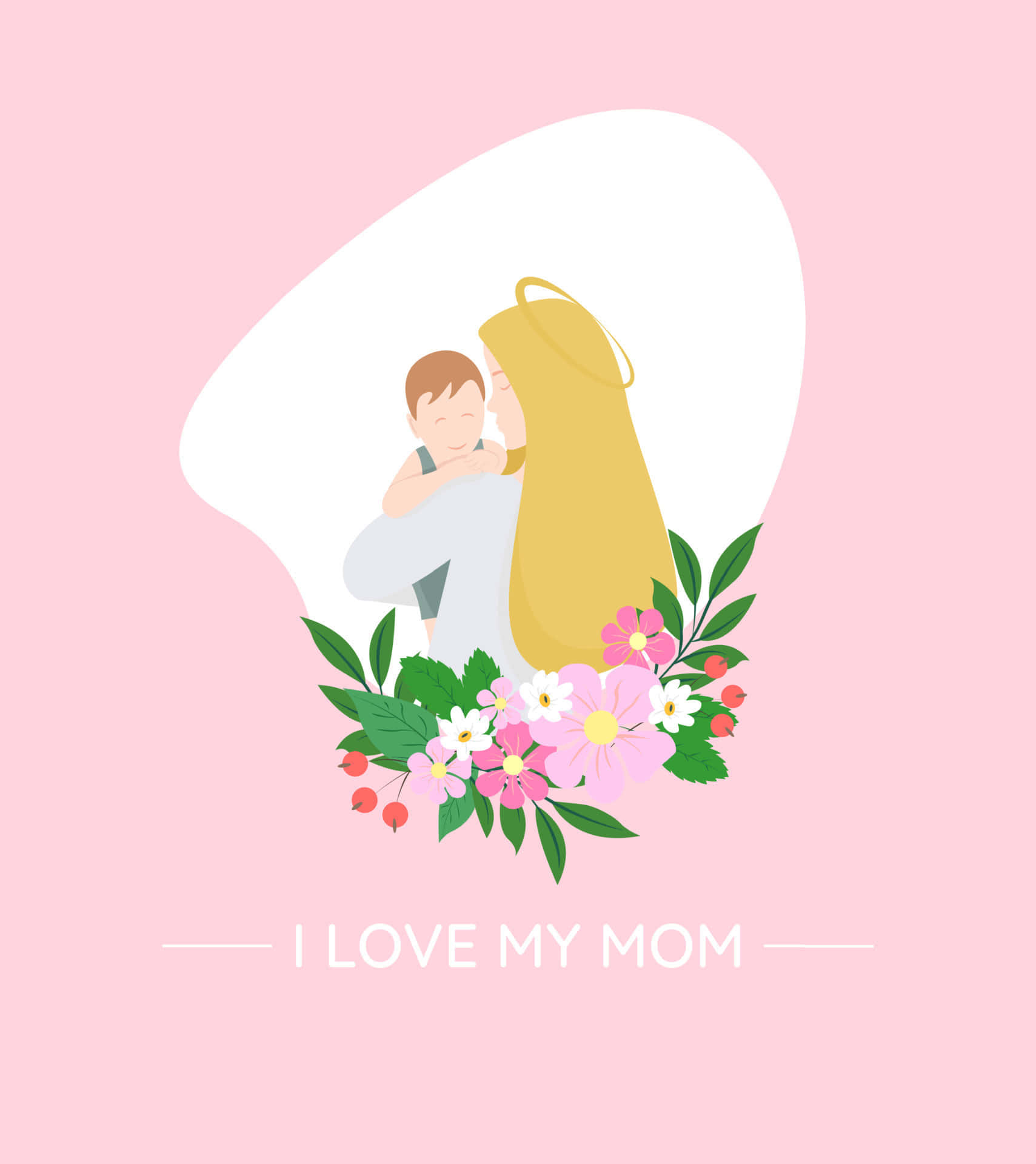 Mother Child Love Illustration Wallpaper