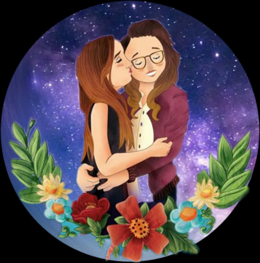Mother Daughter Love Cosmic Background PNG