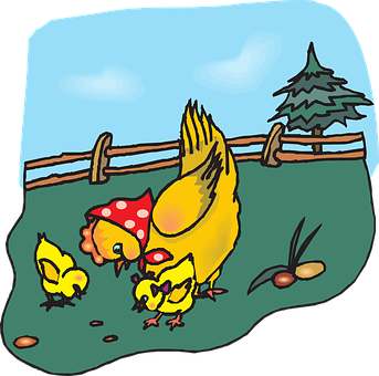 Mother_ Hen_with_ Chicks_ Cartoon PNG