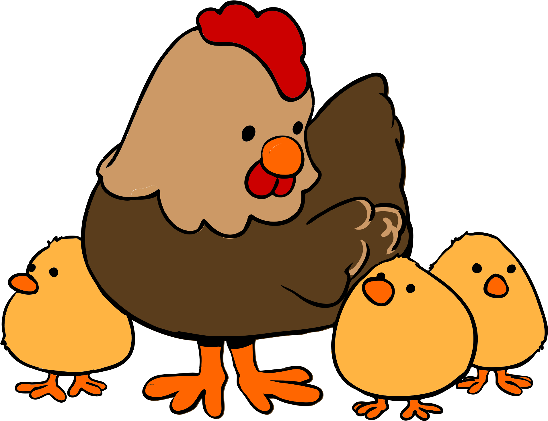 Mother Hen With Chicks Illustration PNG
