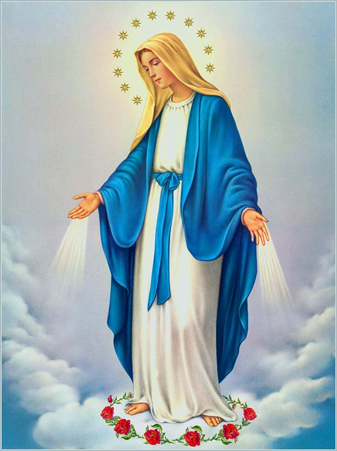 Moder Mary ser over os med nåde og fred. Wallpaper