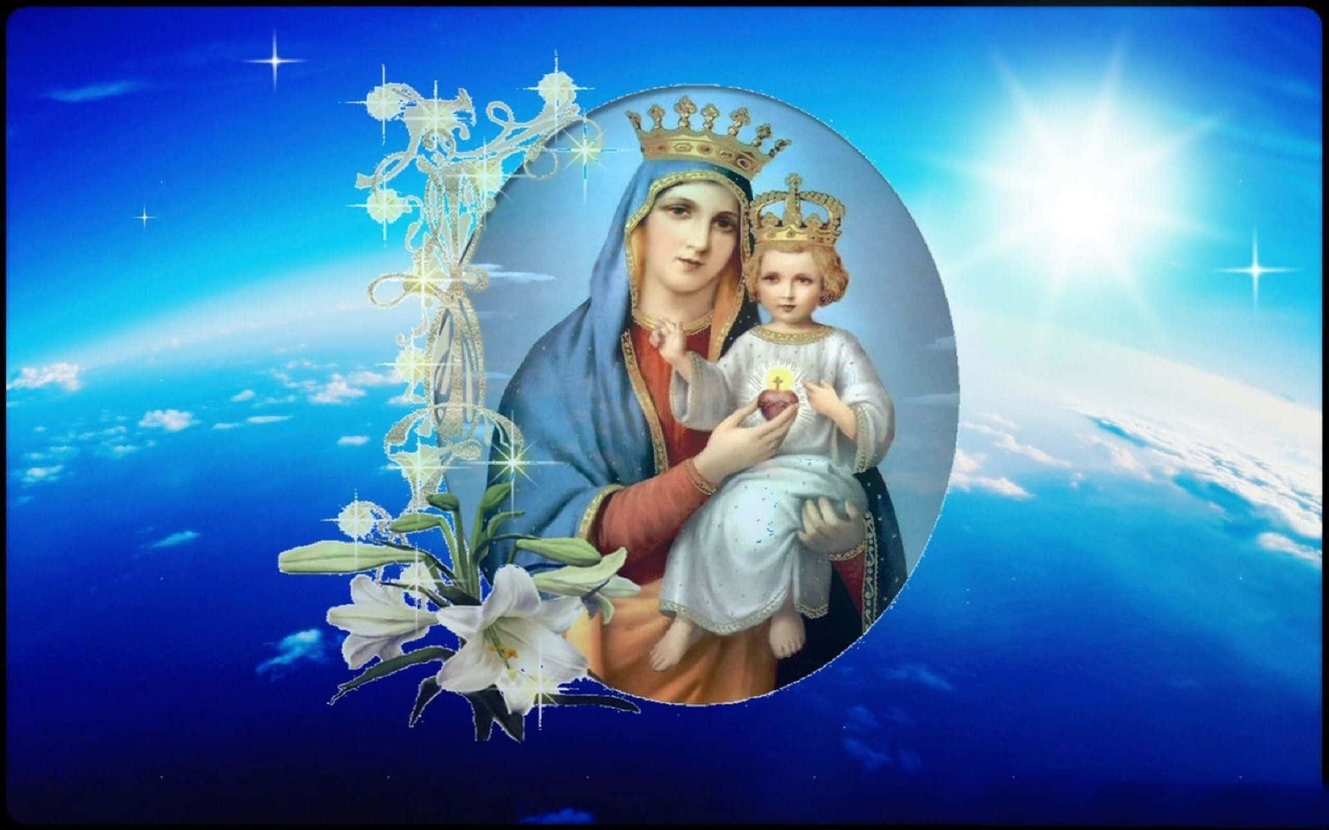 Fredelige bønner til vores dyrebare Moder Maria Wallpaper