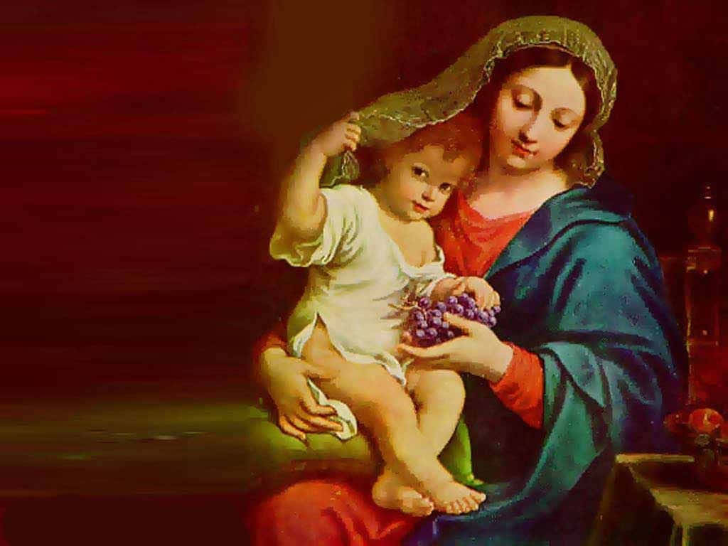 "Mother Mary embracing a child." Wallpaper
