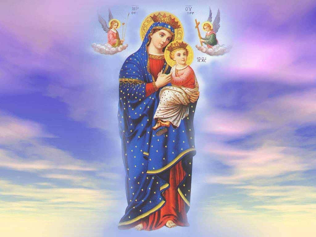 Moder Mary Vores Fru af Evig Hjælps Bøn Tapet Wallpaper