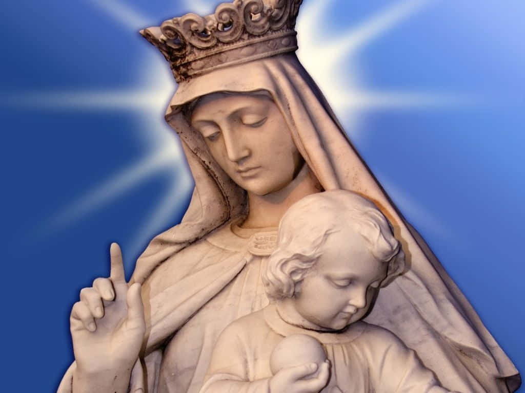 En kvinde beder til Moder Maria, og kalder på velsignelser og vejledning. Wallpaper