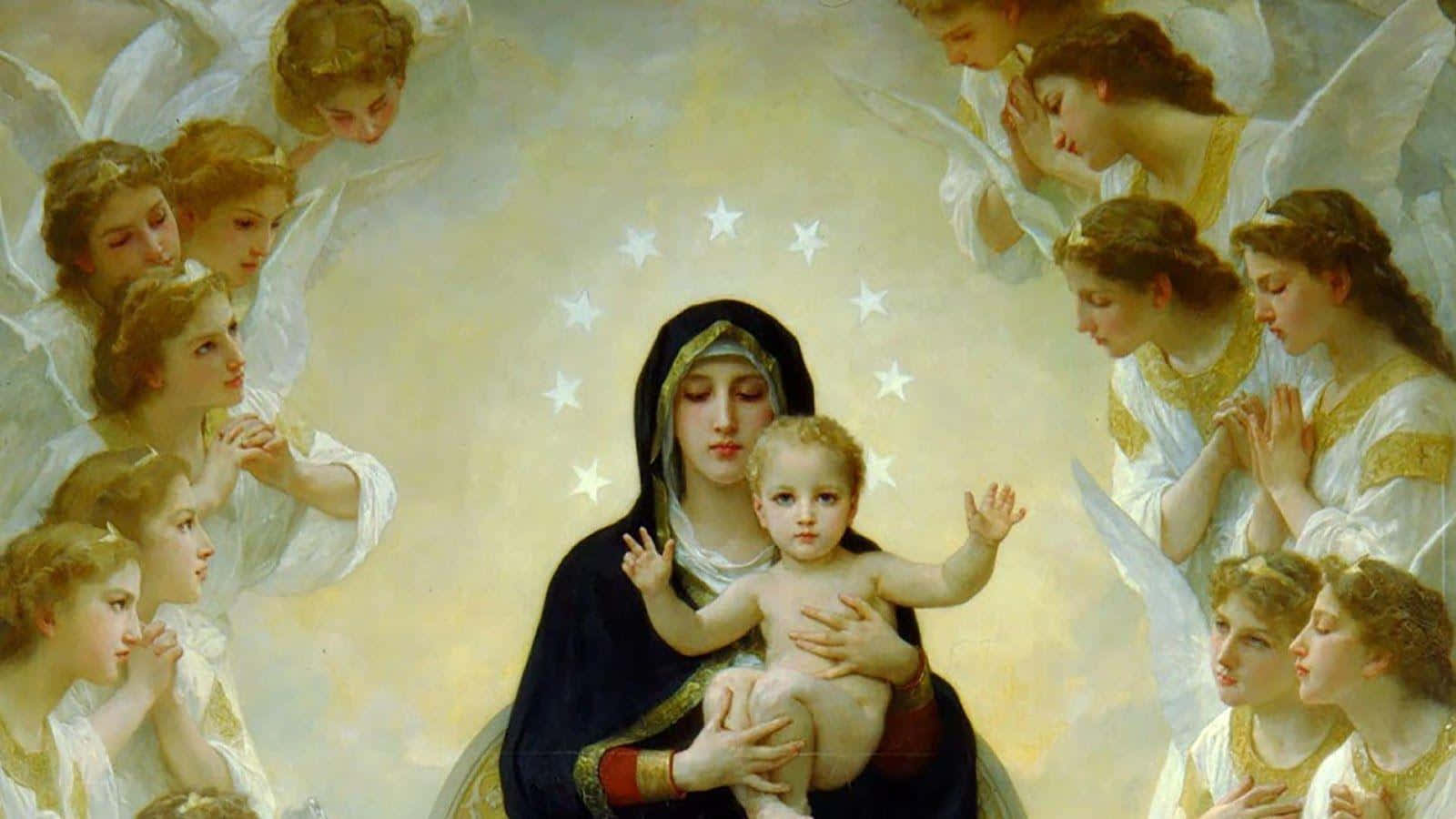 Mother Mary Our Lady Of Angels Wallpaper