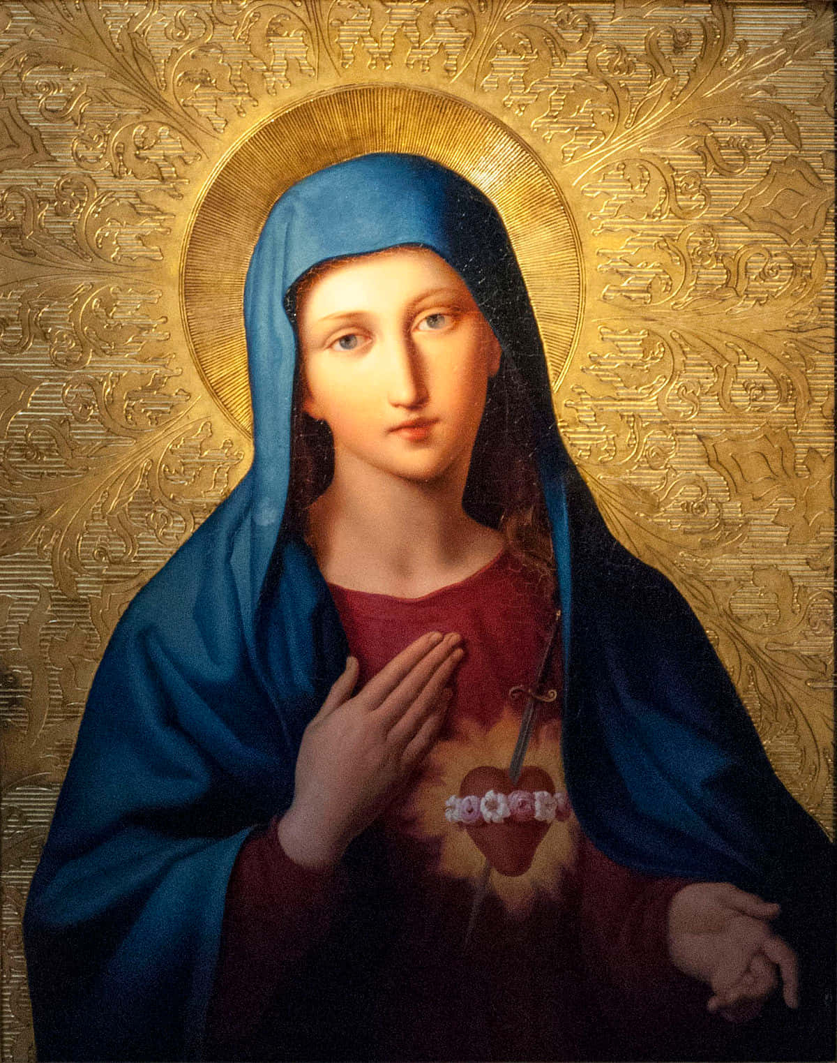 Madonnamaria Guardando Amorevolmente Suo Figlio, Gesù Cristo.