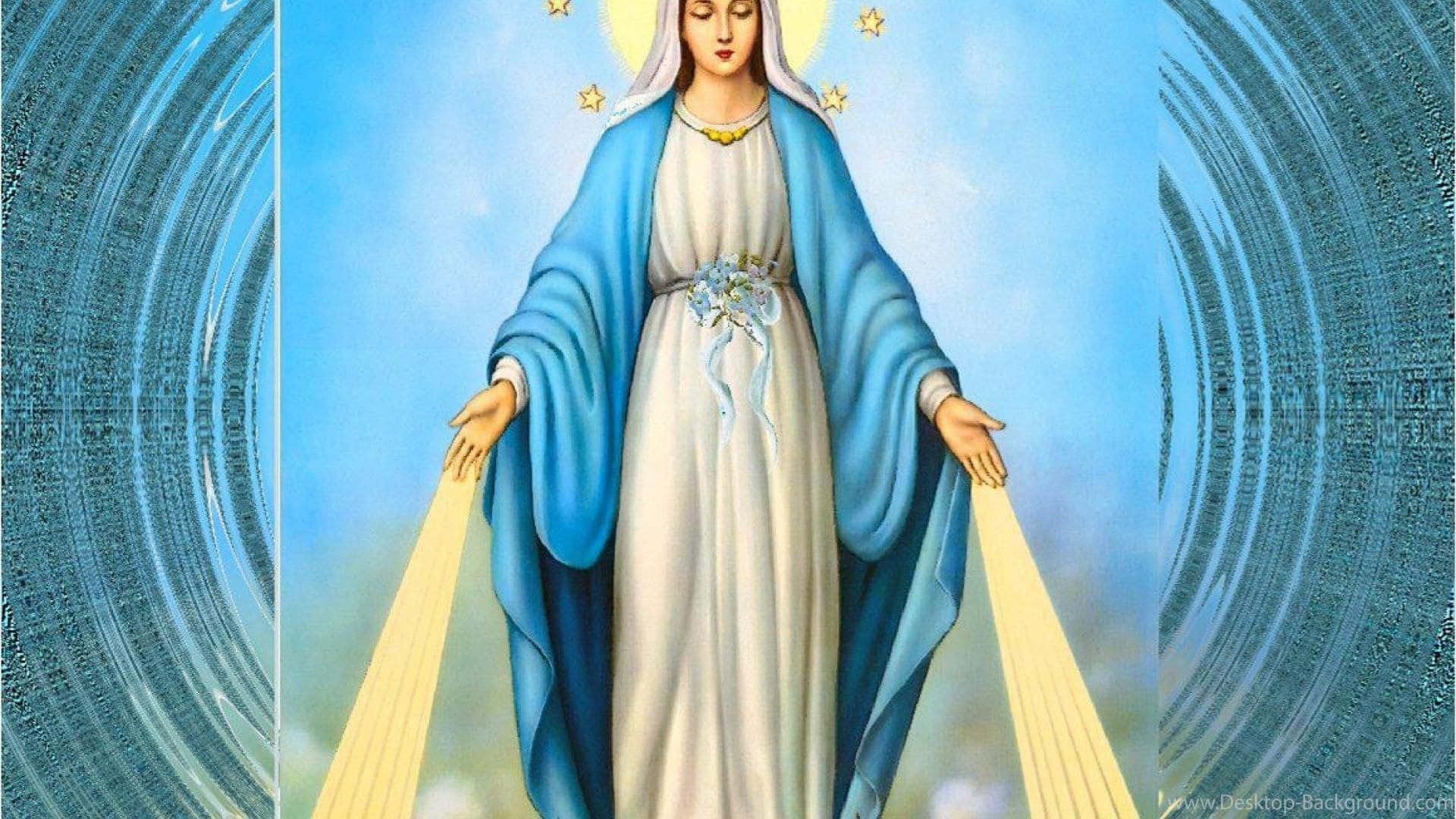 Moder Mary der tilbyder velsignelser Wallpaper