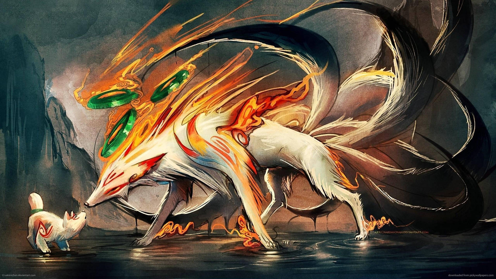 Mother Nine Tailed Fox Wallpaper
