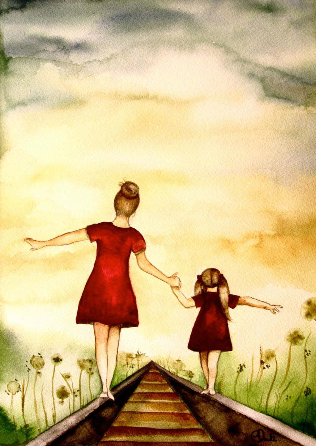 Mother And Daughter Painting Picture