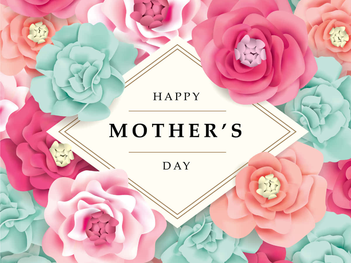 Cartolinadi Auguri Per La Festa Della Mamma Con Fiori Rosa E Blu
