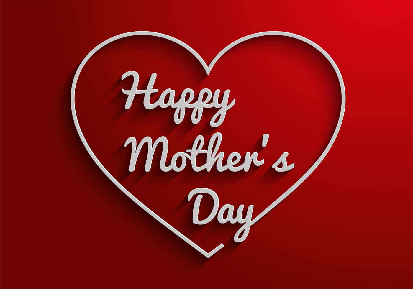 Happy Mother's Day Greeting Card With A Heart Shape On Red Background