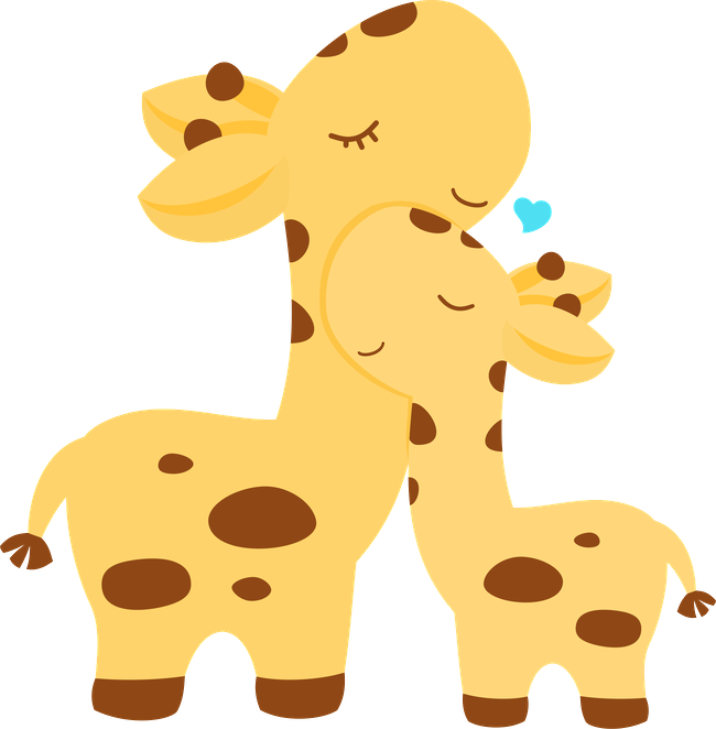 Motherand Baby Giraffe Affection PNG