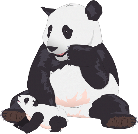 Motherand Baby Panda Cuddling PNG