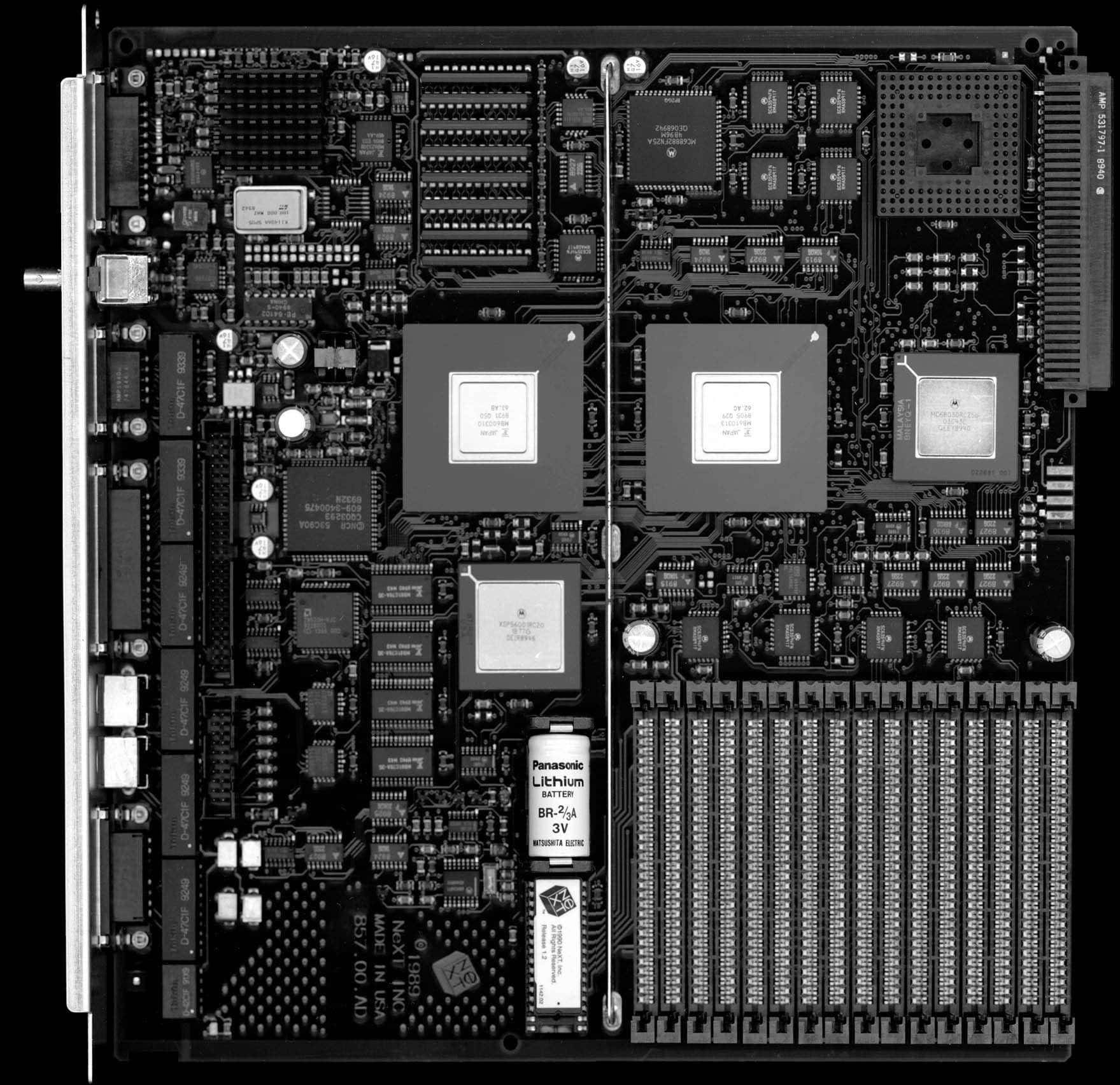 Close-up view of a computer motherboard