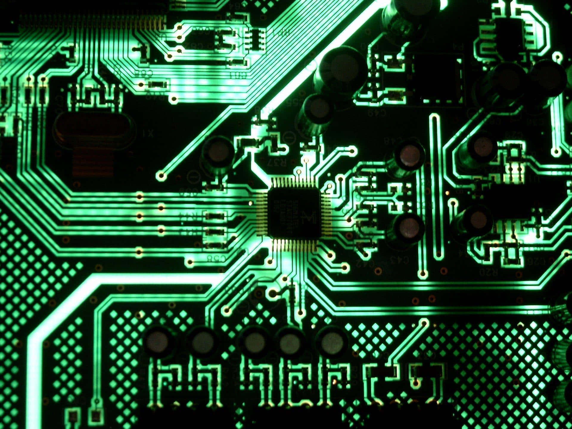 Close-up of a motherboard circuitry
