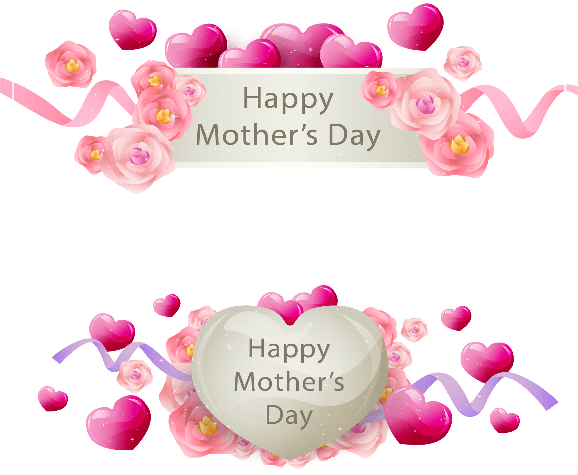 Mothers Day Heartand Roses Celebration PNG