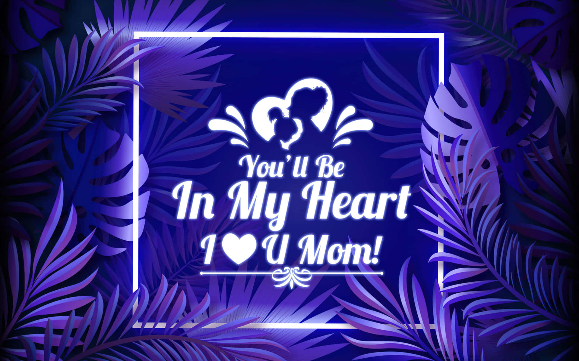 Mothers Day Love Heart Neon Sign Wallpaper