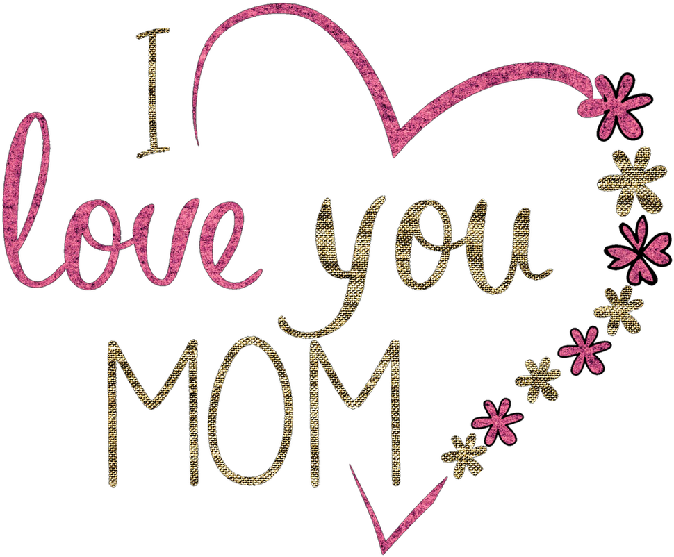 Mothers Day Love You Mom Text Design PNG