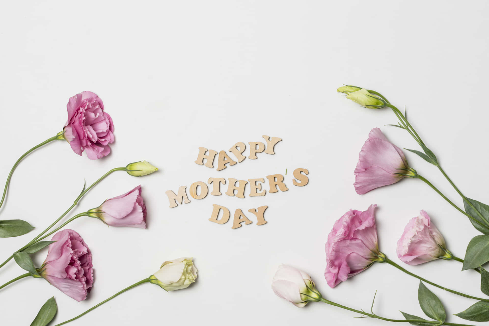 Mothers Day Pink Peoniesand Greeting Wallpaper