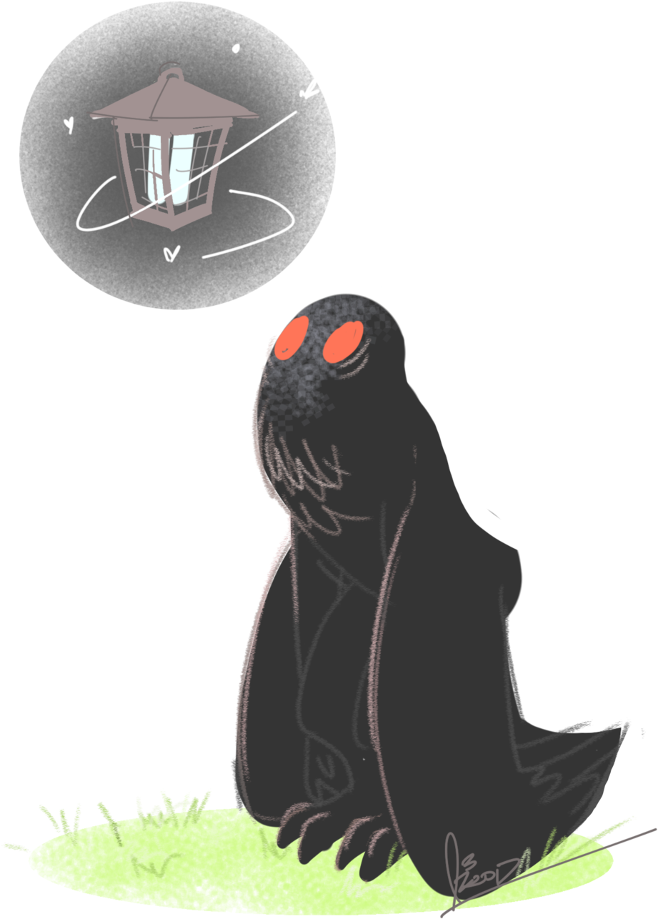 Mothman Contemplating Lantern PNG