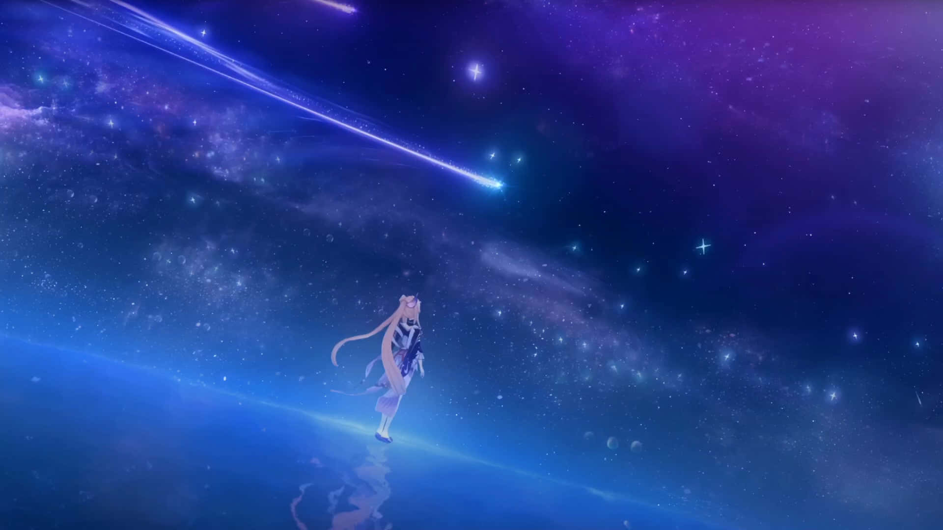 Estrellafugaz En Movimiento Con Una Chica De Anime Fondo de pantalla