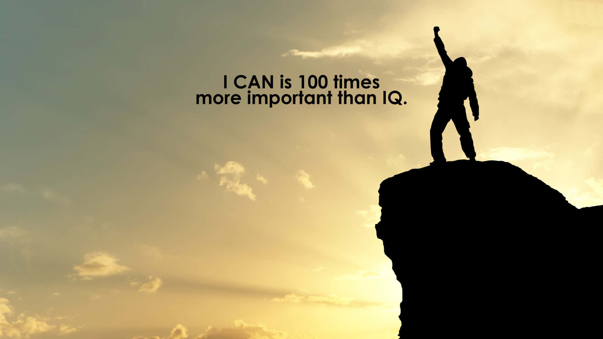 A Person Standing On Top Of A Mountain With The Words I Can 100 Times More Important Than Q