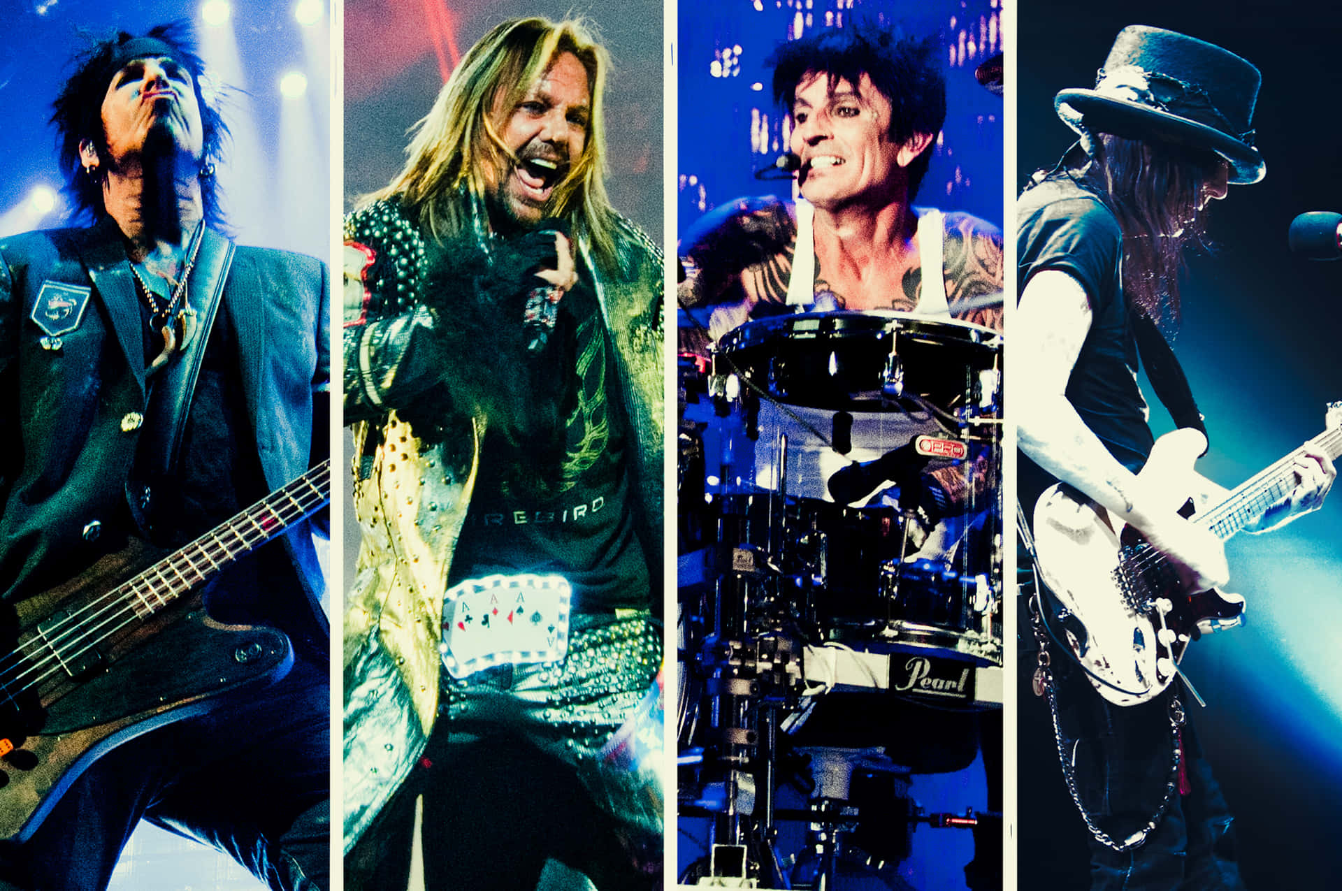 A Collage Of Different Musicians Playing Guitars Wallpaper