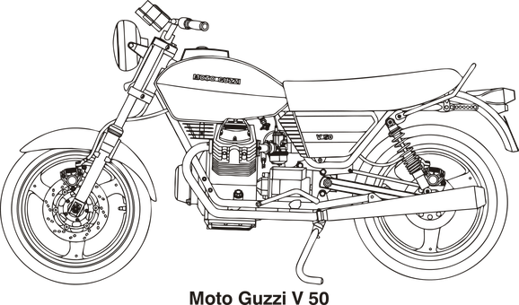 Moto Guzzi V50 Outline Drawing PNG